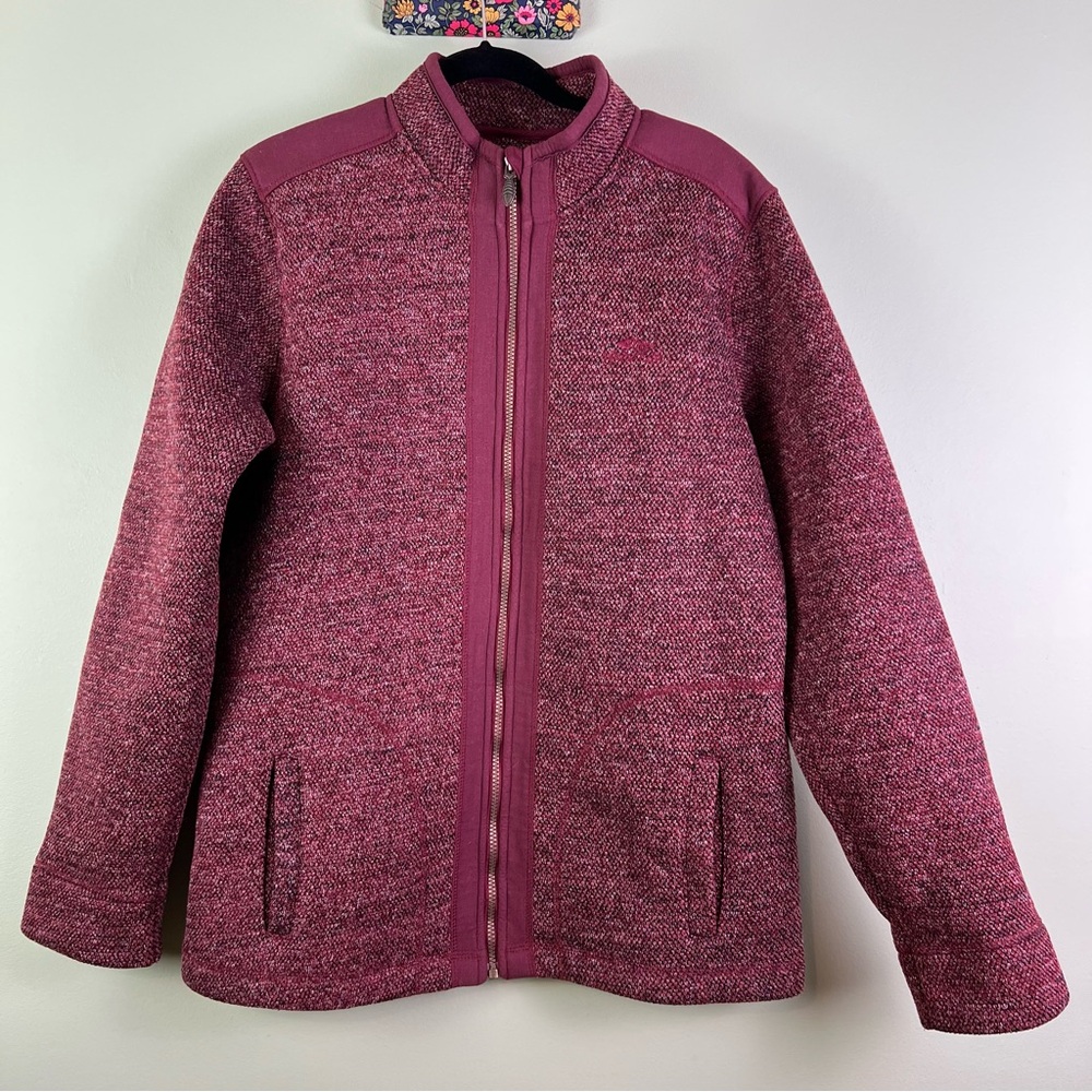 Weird Fish Full Zip Sz Medium Maroon Pocket Heavy Knit Fleece Lined Jacket